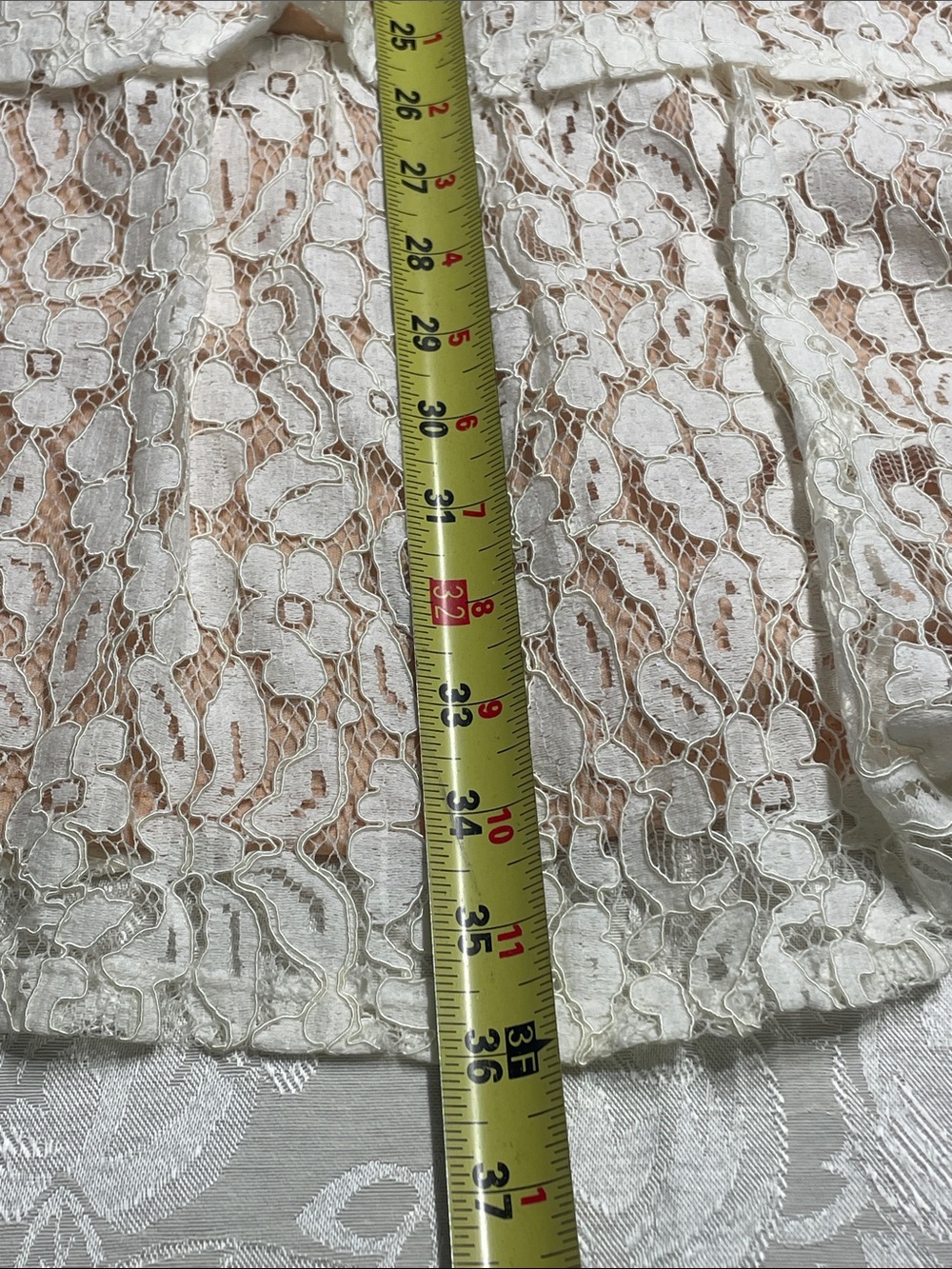 Lulu's NWT Strapless Cream Lace Tiered Dress open embroidered Waistband.  XL. - Picture 13 of 13